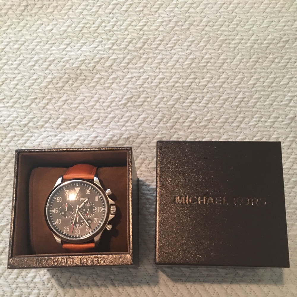 Michael Kors Gage Brown Leather Chrono Watch